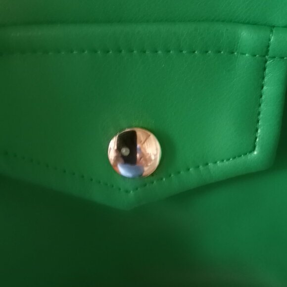 Faux Leather Cropped Moto Jacket Green Size L NWOT - Picture 4 of 16